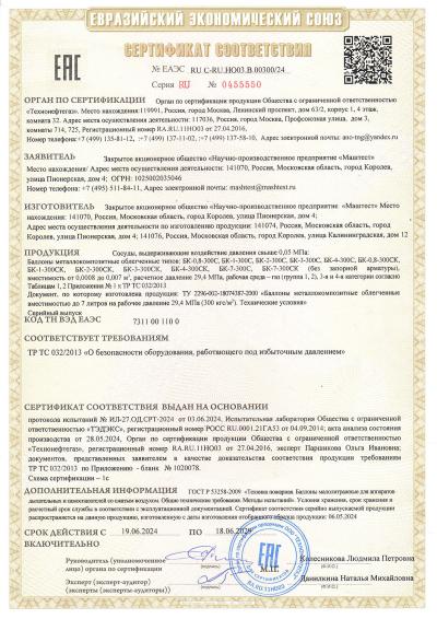 Баллоны металлокомпозитные облегченные 1
